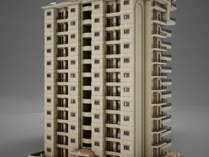 큰 열대 라틴 멕시코 해변 타워 호텔 하시엔다 3D 모델