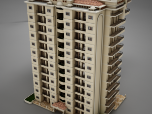 big tropical latin mexican beach tower hotel hacienda Modelo 3D