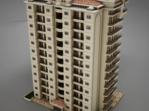 big tropical latin mexican beach tower hotel hacienda 3D Model
