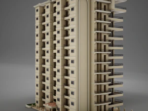 big tropical latin mexican beach tower hotel hacienda 3D Model