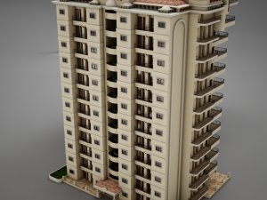 big tropical latin mexican beach tower hotel hacienda Modelo 3D