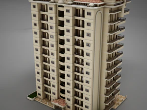 big tropical latin mexican beach tower hotel hacienda 3D Model