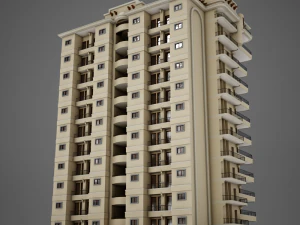 big tropical latin mexican beach tower hotel hacienda 3D Model