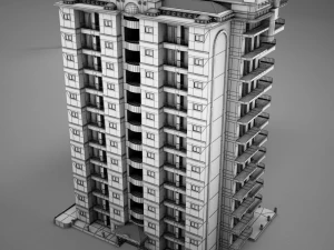 big tropical latin mexican beach tower hotel hacienda 3D Model