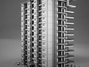 big tropical latin mexican beach tower hotel hacienda 3D Model