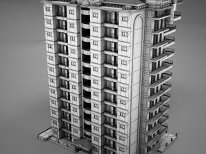 big tropical latin mexican beach tower hotel hacienda Modelo 3D