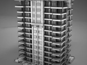big tropical latin mexican beach tower hotel hacienda 3D Model