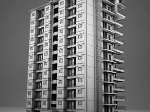 big tropical latin mexican beach tower hotel hacienda 3D Model