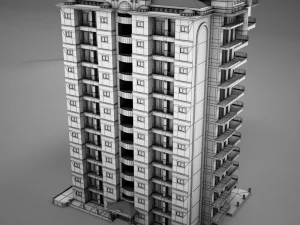 big tropical latin mexican beach tower hotel hacienda 3D Model