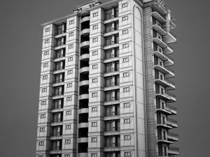 big tropical latin mexican beach tower hotel hacienda Modelo 3D