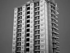 big tropical latin mexican beach tower hotel hacienda 3D Model