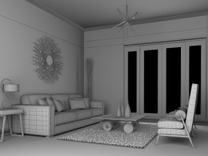 high def classic living room 10 model 3D Model