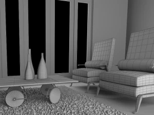 high def classic living room 10 model 3D Model