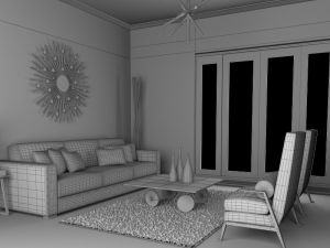 high def classic living room 10 model 3D Model