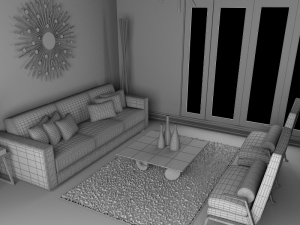 high def classic living room 10 model 3D Model