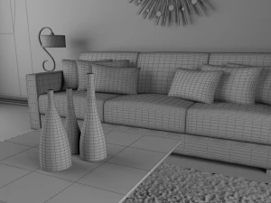 high def classic living room 10 model 3D Model