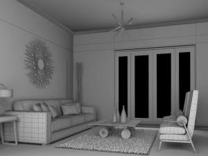 high def classic living room 10 model 3D Model