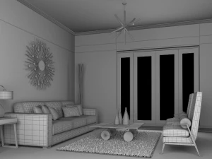 high def classic living room 10 model 3D Model