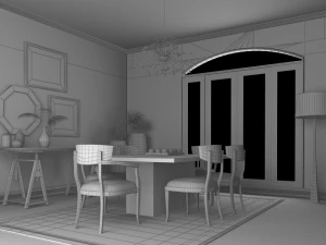 dinning set 4 3d 3D Model