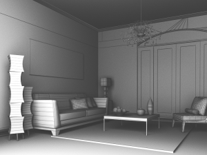 high def classic living room 7 model 3D Model