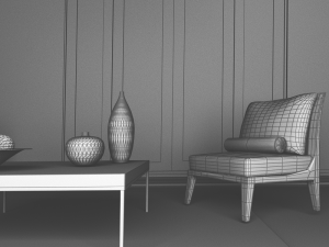 high def classic living room 7 model 3D Model