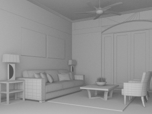 3d high def classic living room 4 Modelo 3D