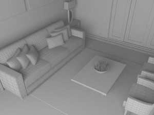 3d high def classic living room 4 Modelo 3D