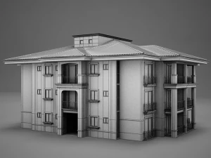 modern tropical latin mexican beach tower hotel hacienda medium 2 model 3D Model