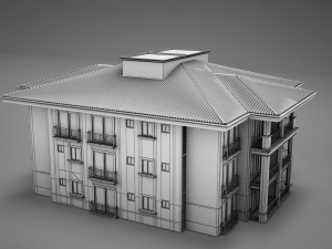 modern tropical latin mexican beach tower hotel hacienda medium 2 model Modello 3D