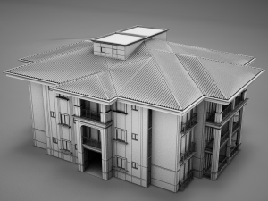 modern tropical latin mexican beach tower hotel hacienda medium 2 model Modello 3D
