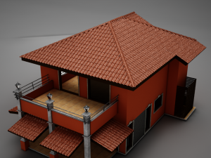 red latin hacienda modern villa 3D मॉडल