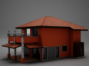 red latin hacienda modern villa 3D मॉडल