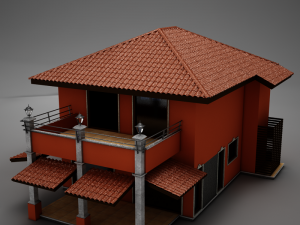 red latin hacienda modern villa 3D मॉडल