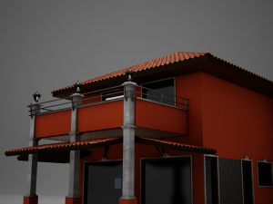 red latin hacienda modern villa 3D मॉडल