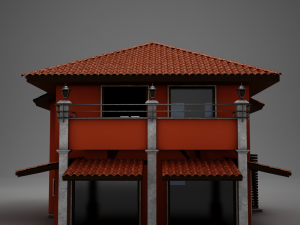 red latin hacienda modern villa 3D मॉडल