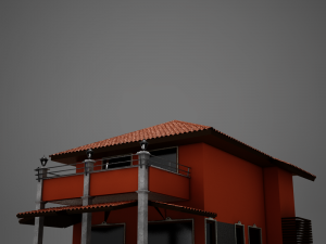 red latin hacienda modern villa 3D मॉडल
