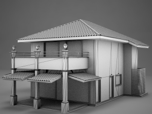 red latin hacienda modern villa 3D मॉडल