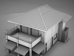 red latin hacienda modern villa 3D मॉडल