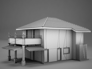 red latin hacienda modern villa 3D मॉडल