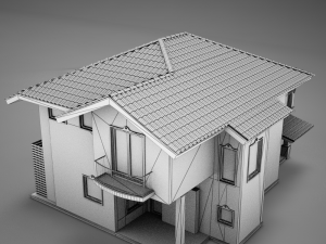 red latin hacienda modern villa 3D मॉडल