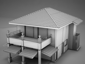 red latin hacienda modern villa 3D मॉडल