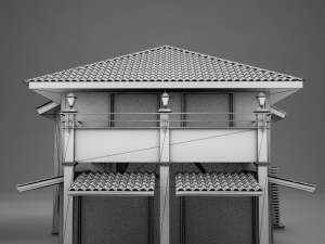 red latin hacienda modern villa 3D मॉडल