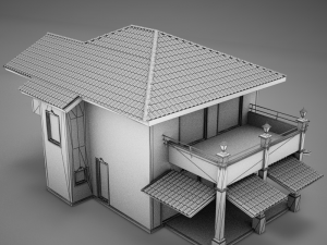 red latin hacienda modern villa 3D मॉडल