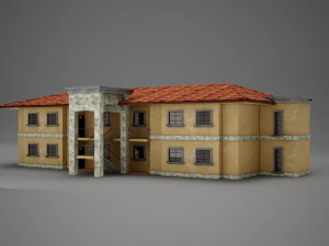 Edificio medio sulla spiaggia tropicale latina messicana 3D Modello 3D