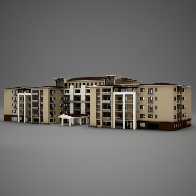 3d modern tropical latin mexican beach tower hotel hacienda Modelo 3D .c4d .max .obj .3ds .fbx .stl .blend 
