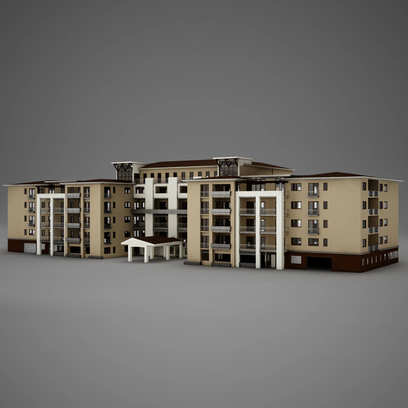 3d modern tropical latin mexican beach tower hotel hacienda 3D Model .c4d .max .obj .3ds .fbx .stl .blend 