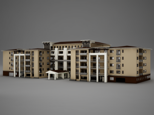 3d modern tropical latin mexican beach tower hotel hacienda 3D Model