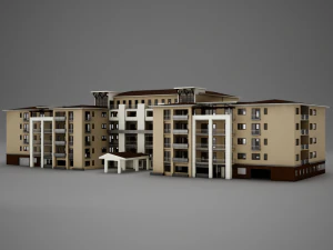 Hacienda dell'hotel torre sulla spiaggia tropicale latino-messicana moderna 3d Modello 3D