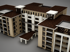 3d modern tropical latin mexican beach tower hotel hacienda Modelo 3D