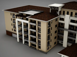 3d modern tropical latin mexican beach tower hotel hacienda 3D Model